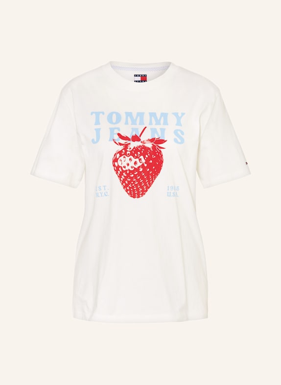 TOMMY JEANS T-Shirt ECRU/ ROT/ HELLBLAU