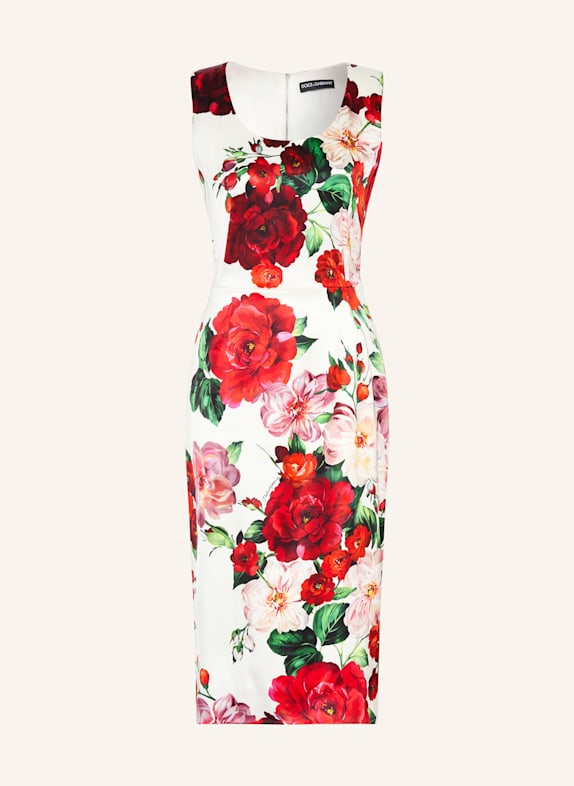 DOLCE & GABBANA Cocktailkleid WEISS/ ROT/ DUNKELGRÜN