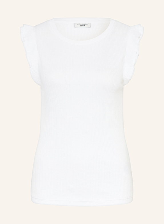 Marc O'Polo DENIM T-Shirt mit Rüschen WEISS