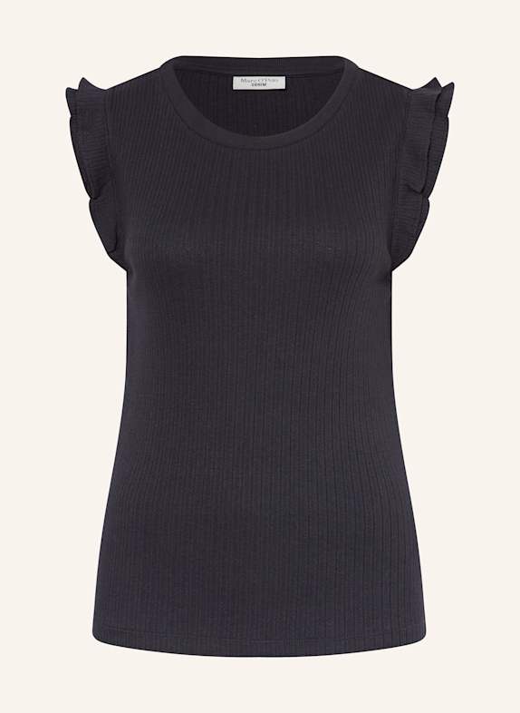 Marc O'Polo DENIM T-Shirt mit Rüschen DUNKELBLAU