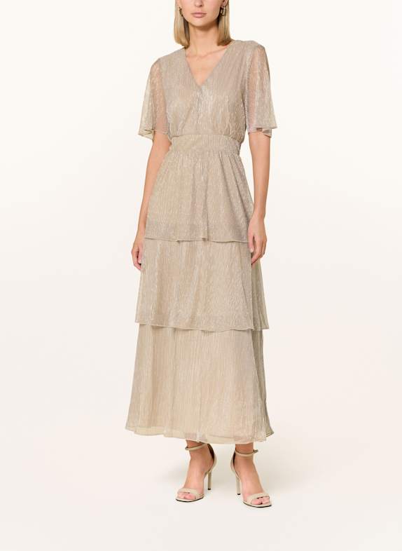 oui Plisseekleid mit Glitzergarn TAUPE