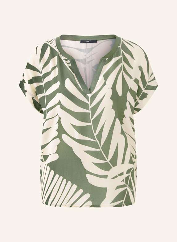oui Blusenshirt im Materialmix OLIV/ ECRU