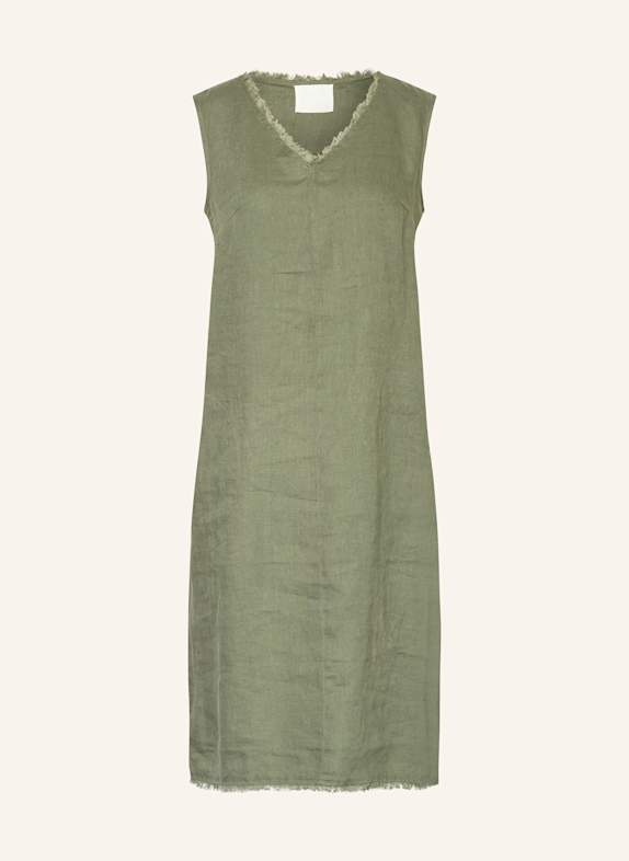 oui Kleid im Materialmix mit Leinen KHAKI