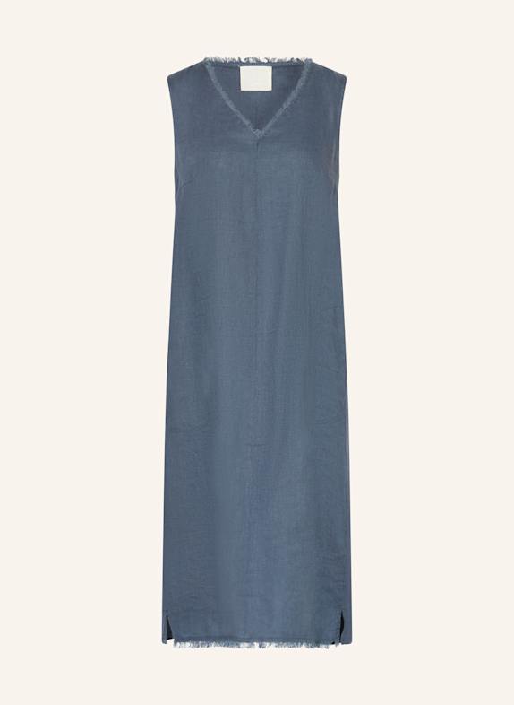 oui Kleid im Materialmix mit Leinen DUNKELBLAU