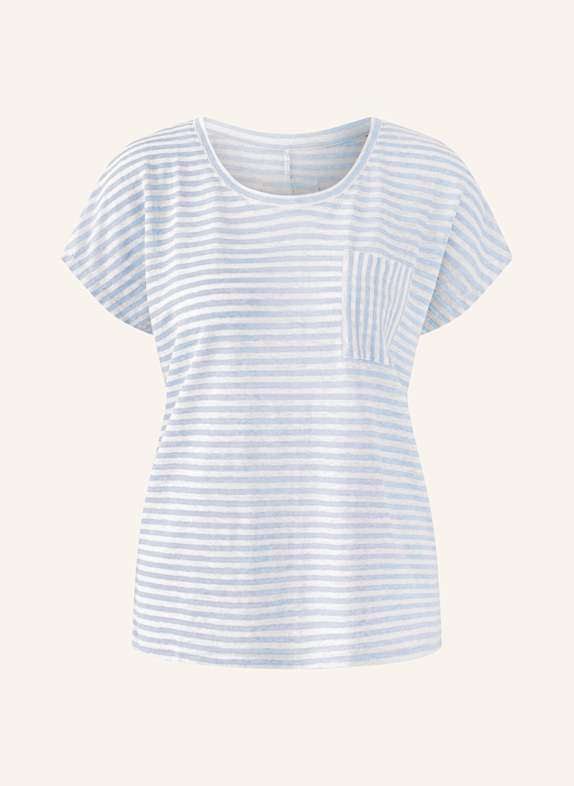 oui T-Shirt aus Leinen WEISS/ HELLBLAU