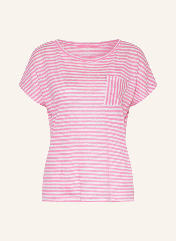 oui T-Shirt aus Leinen PINK/ WEISS