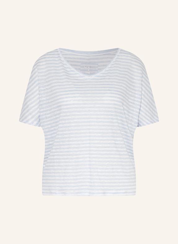 oui T-Shirt aus Leinen WEISS/ HELLBLAU