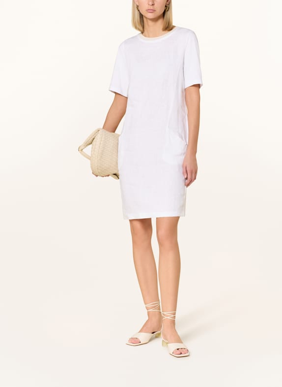 oui Kleid im Materialmix mit Leinen 1002 optic white