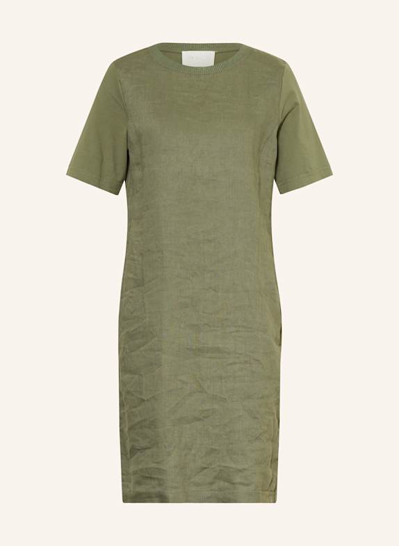 oui Kleid im Materialmix mit Leinen GRÜN