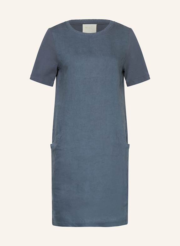 oui Kleid im Materialmix mit Leinen DUNKELBLAU