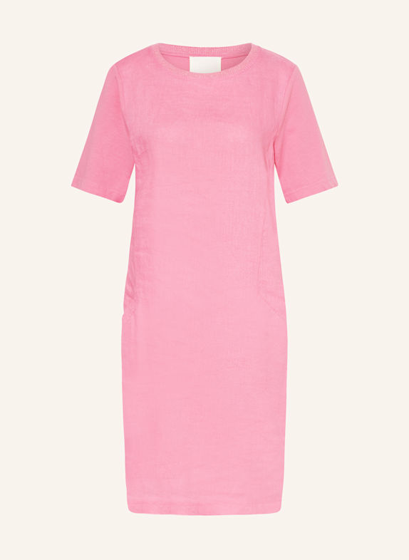 oui Kleid im Materialmix mit Leinen PINK