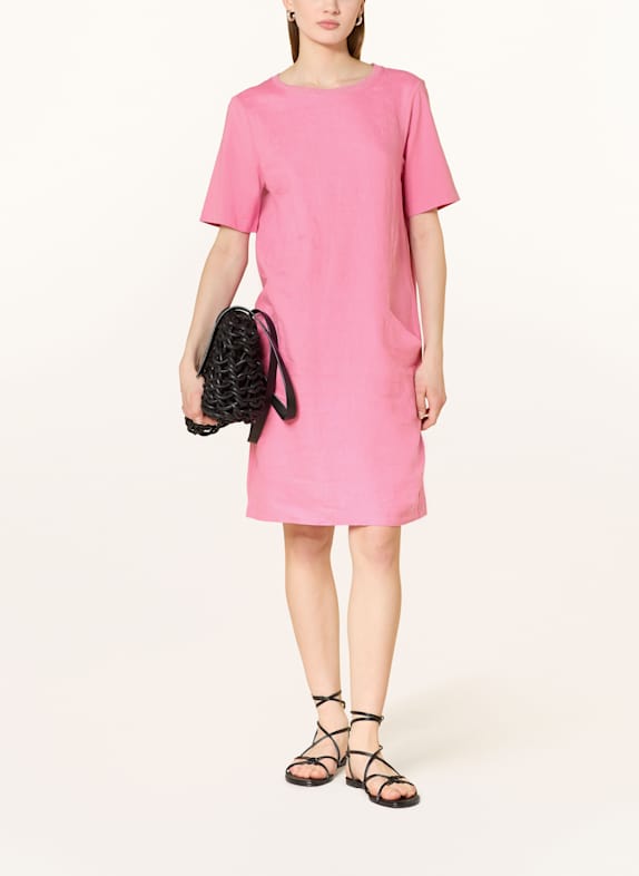 oui Kleid im Materialmix mit Leinen PINK