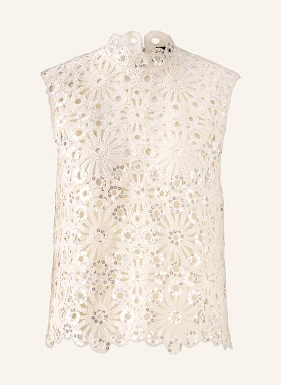 oui Häkeltop mit Pailletten BEIGE