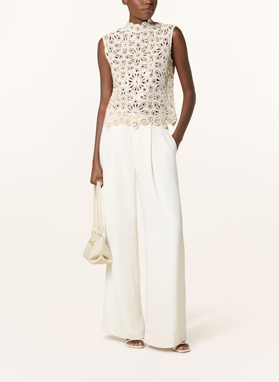 oui Crochet top with sequins BEIGE