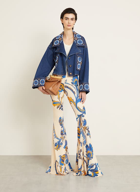 ETRO Jeansjacke mit Schmuckperlen DUNKELBLAU