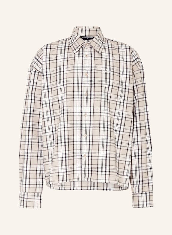 PEGADOR Flanellhemd BEVILL Oversized Fit SCHWARZ/ WEISS/ BEIGE