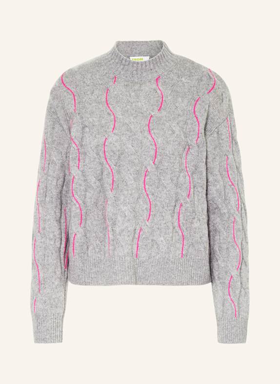 FROM FUTURE Cashmere-Pullover GRAU / PINK