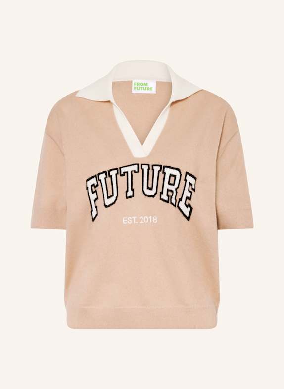 FROM FUTURE Cashmere-Strickshirt CAMEL / WEISS / SCHWARZ