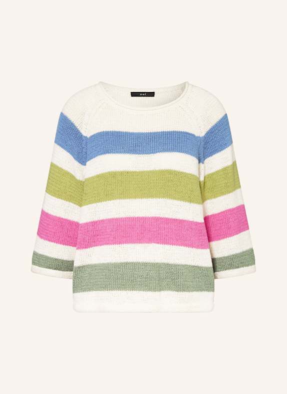 oui Pullover WEISS/ GRÜN/ PINK