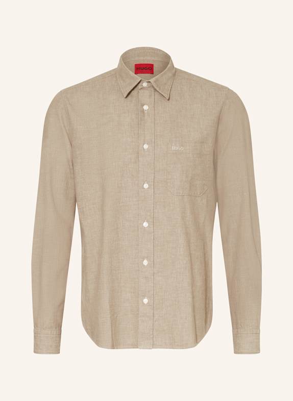 HUGO Hemd ERMANO Straight Fit BRAUN