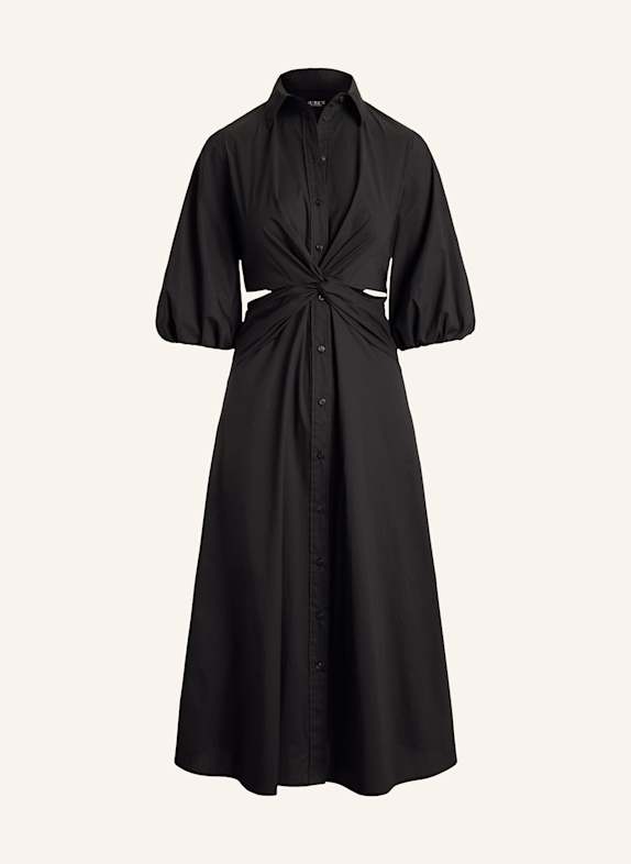 LAUREN RALPH LAUREN Hemdblusenkleid mit Cut-outs SCHWARZ