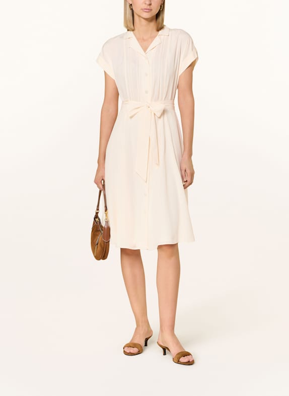 LAUREN RALPH LAUREN Hemdblusenkleid mit Plissees CREME