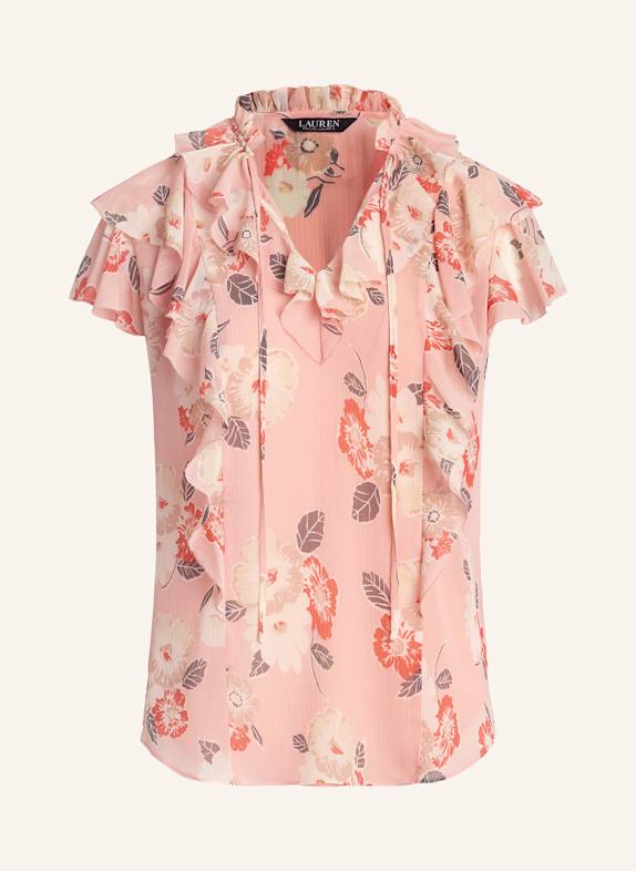 LAUREN RALPH LAUREN Blusenshirt mit Volants ROSA/ ROT/ ECRU