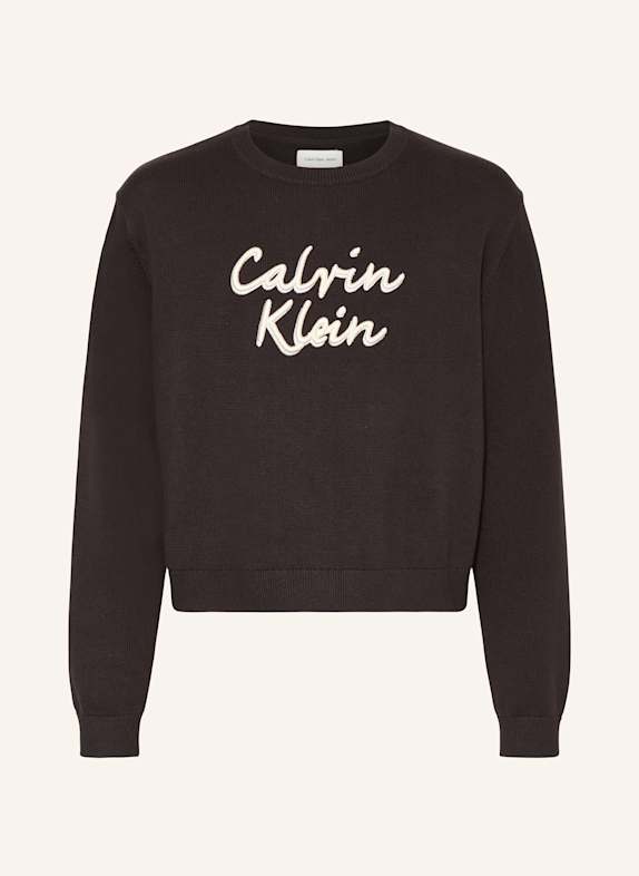 Calvin Klein Sweatshirt mit Glitzergarn SCHWARZ