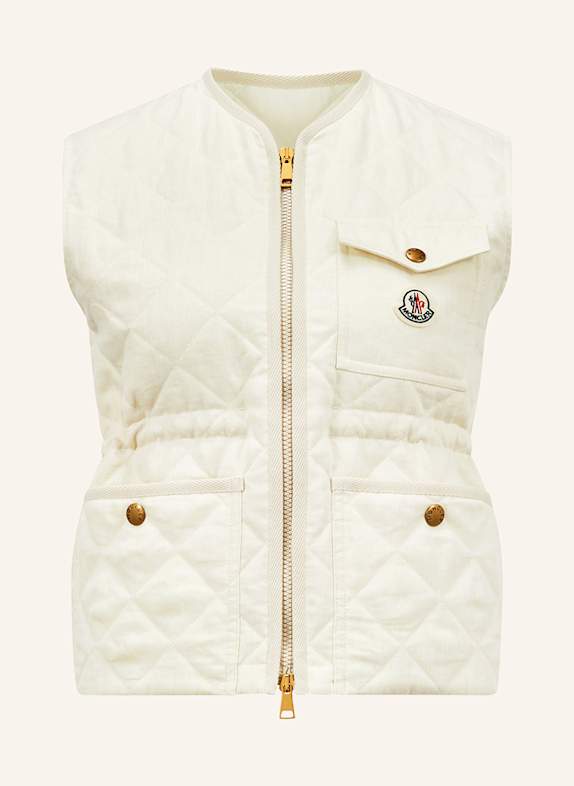MONCLER Quilted vest VIGNY made of linen ECRU