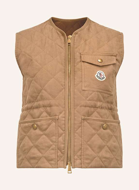MONCLER Steppweste VIGNY aus Leinen BRAUN