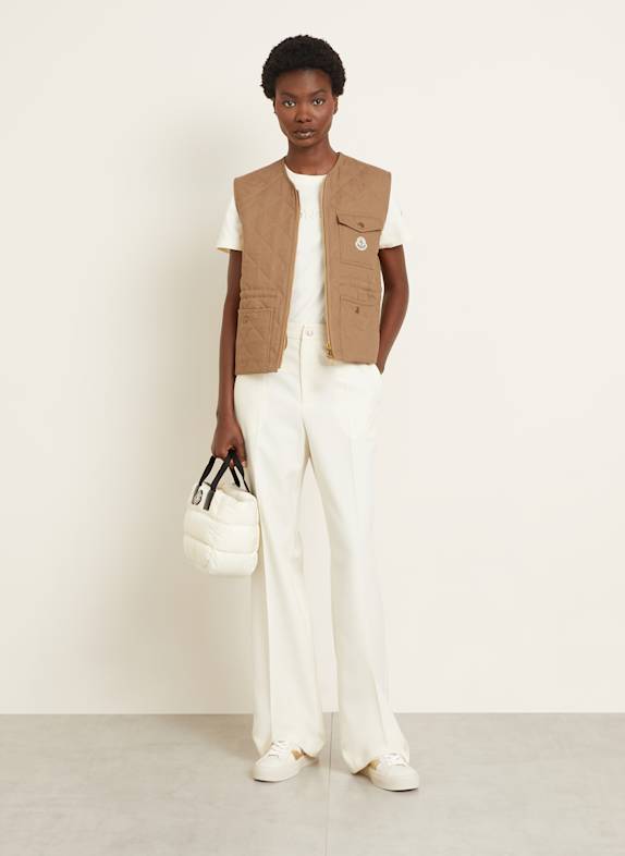 MONCLER Gilet matelassé VIGNY en lin MARRON