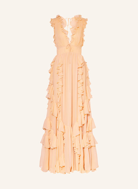 ULLA JOHNSON FLORELLA silk dress with frills LIGHT ORANGE