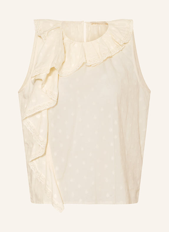 ULLA JOHNSON Blusentop THALIA mit Spitze und Rüschen ECRU