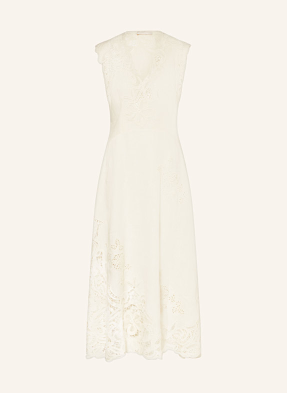 ULLA JOHNSON Leinenkleid OLIVETTE mit Spitze ECRU