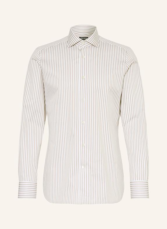 ZEGNA Hemd Regular Fit WEISS/ TAUPE