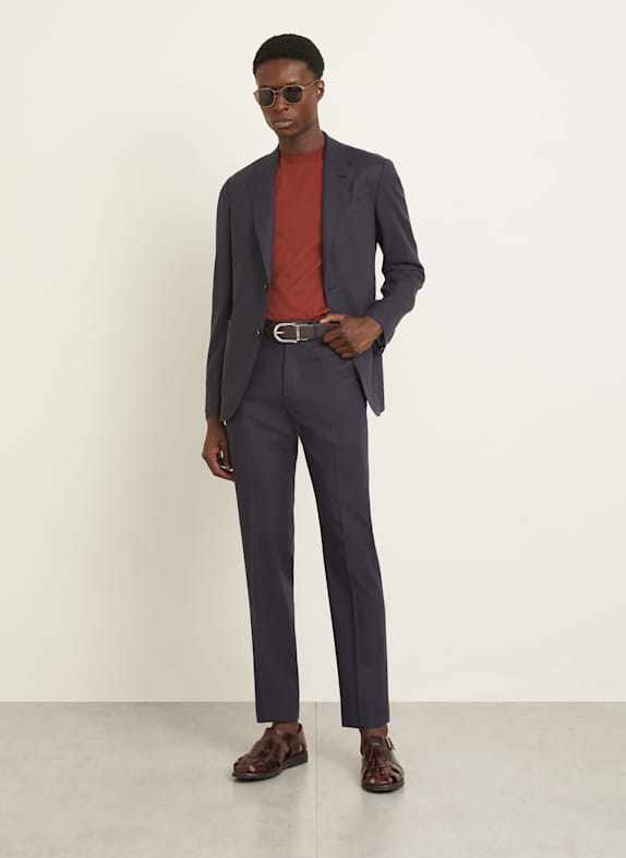 ZEGNA Regular fit pantalon van linnen DONKERBLAUW