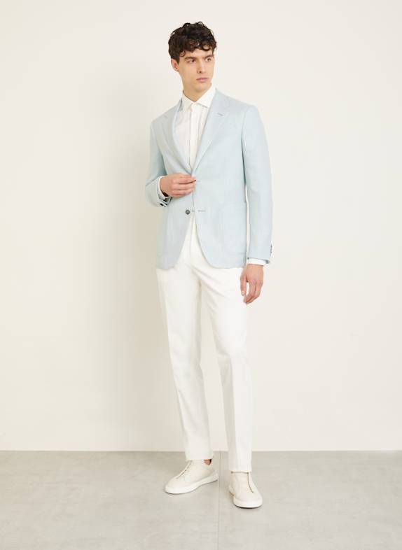 ZEGNA Extra slim fit colbert met linnen LICHTBLAUW