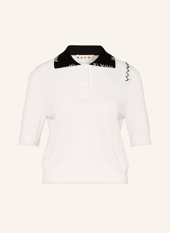 MARNI Strick-Poloshirt WEISS/ SCHWARZ