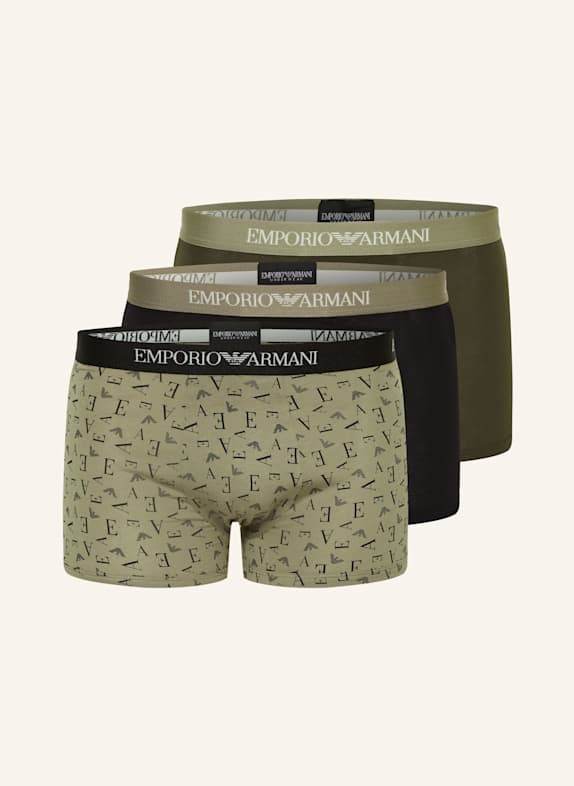 EMPORIO ARMANI 3er-Pack Boxershorts SCHWARZ/ KHAKI/ OLIV