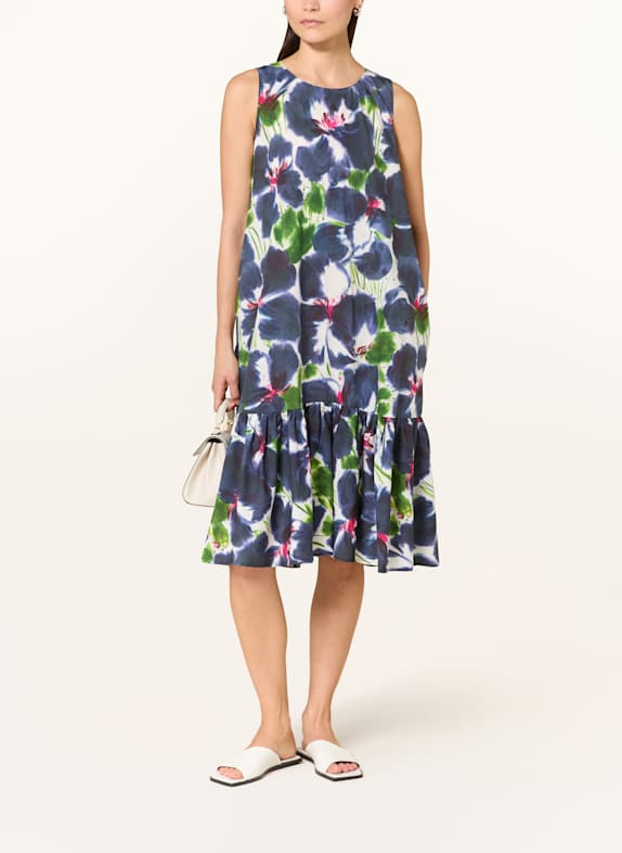ROBERT FRIEDMAN Kleid mit Volants BLAU/ GRÜN/ FUCHSIA