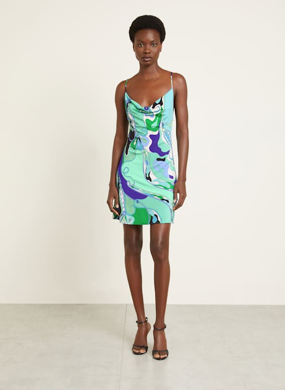 PUCCI Jerseykleid MINT/ DUNKELLILA/ TÜRKIS