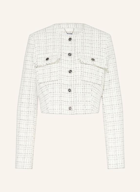 GUESS ANNAMARIA tweed blazer with glitter thread and gemstones WHITE/ BLACK