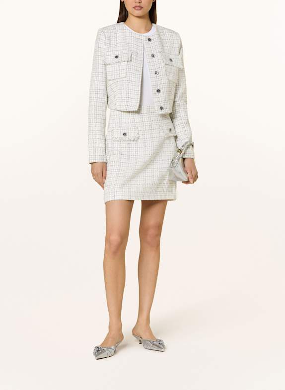 GUESS Tweed blazer ANNAMARIA met glittergaren en sierstenen WIT / ZWART