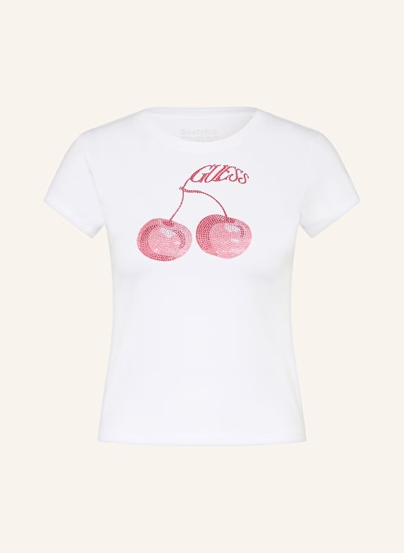GUESS T-shirt with decorative gems WHITE