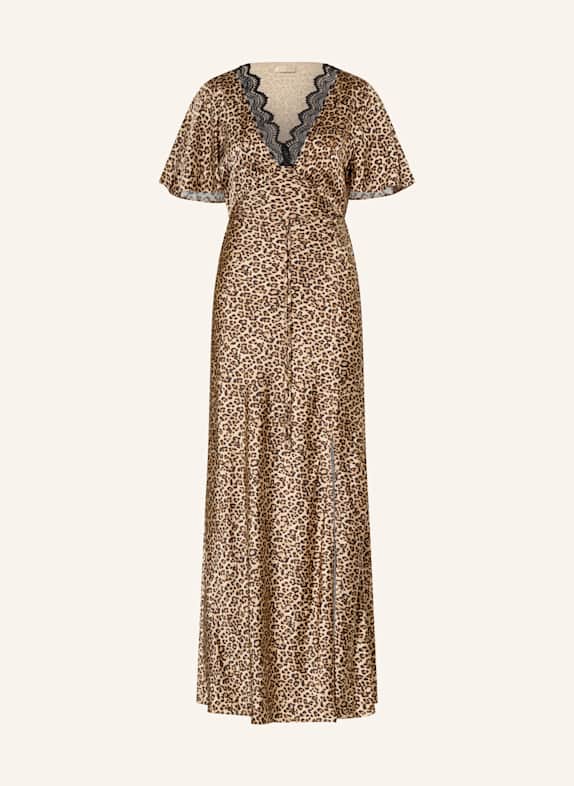 GUESS Satin dress MARTINE BEIGE/ BROWN/ DARK BROWN