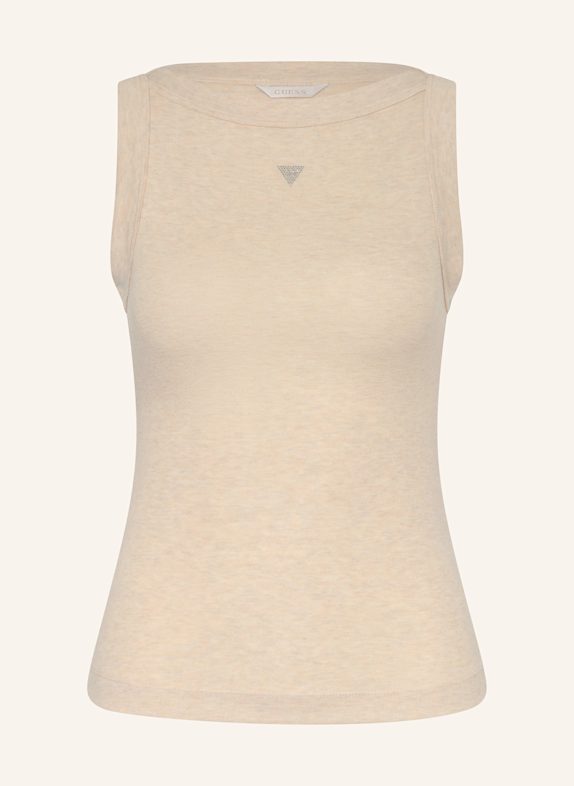 GUESS TINA top with decorative gems TAUPE
