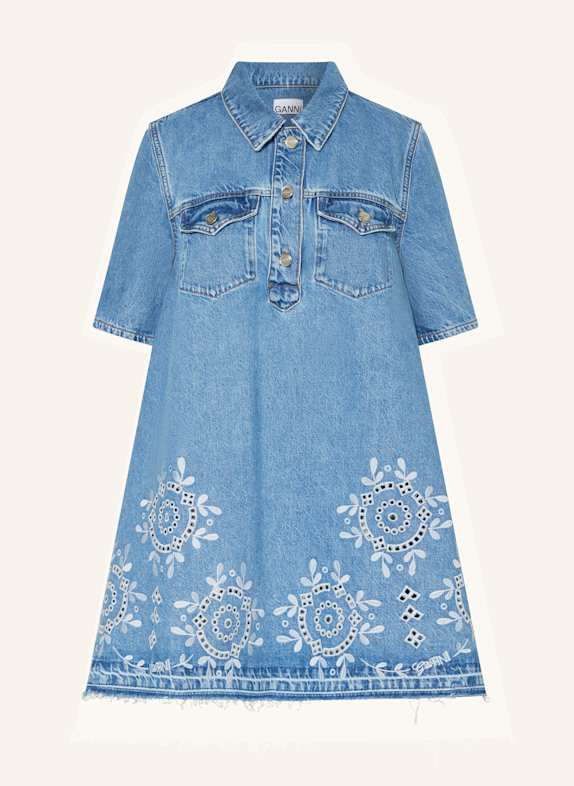 GANNI Jeanskleid mit 3/4-Arm HELLBLAU