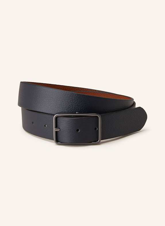 MONTI ETON reversible leather belt DARK BLUE