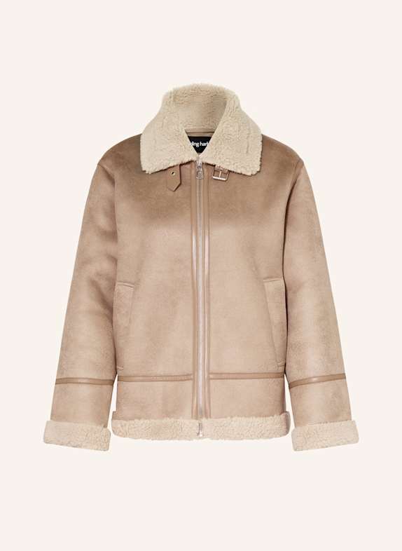 darling harbour Jacke in Lederoptik mit Teddyfell PEBBLE