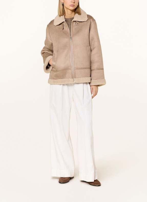 darling harbour Jacke in Lederoptik mit Teddyfell PEBBLE